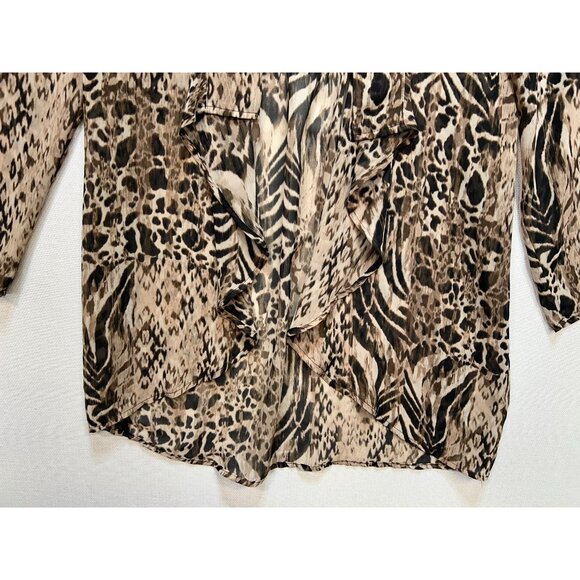 Dana Buchman Womens Coatigan Jacket Brown Snakeskin Animal Print Open Front Y2K - Picture 4 of 11